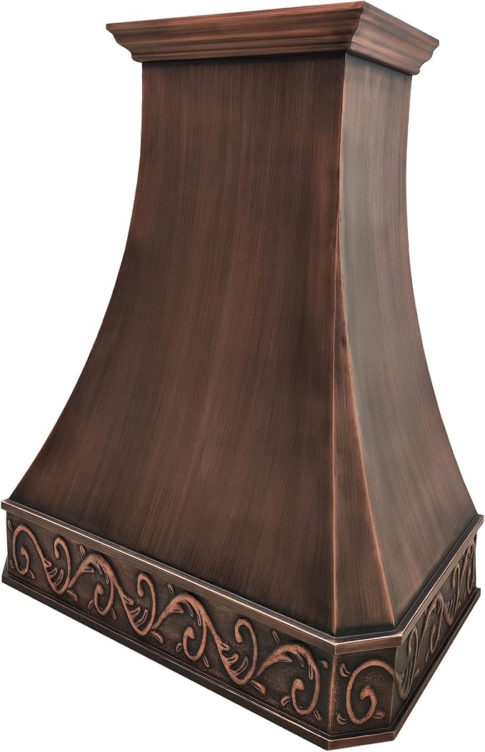 CT Copper Tailor Copper Vent Hood Island Mount,48'' W,48''H, 1150 CFM Exhaust Fan,Stainless Steel Vent,LED Light,Dishwasher-Safe Baffle Filters,Smooth-Medium Patina,VH3A