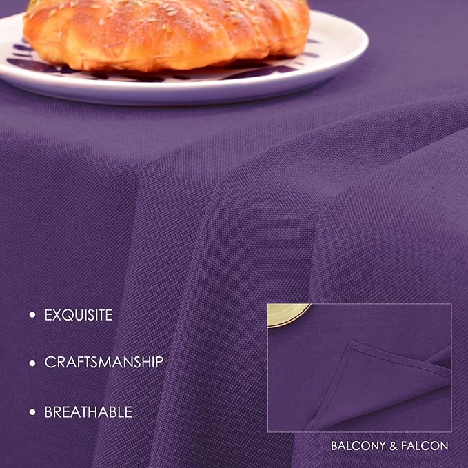 BALCONY & FALCON Table Cloth for 6 Foot Rectangle Tables ??Waterproof, Wrinkle-Free Farmhouse Tablecloth for Dining, Kitchen, Wedding, Baby Shower & Holiday Gatherings (Purple, 55" x 95")