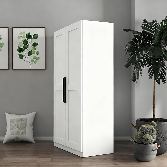 Tall Freestanding Pantry Cabinet for Kitchen, White Storage with Doors & Shelves, 31.5" Wide Organizer for Dining & Living Room