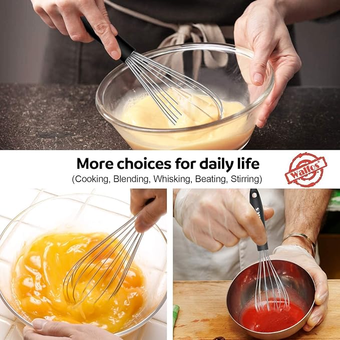 Stainless Steel Wire Whisk Set - 3 Packs Balloon Whisk, Thick Wire Wisk 竊?Strong Handles, Egg Frother for Cooking, Blending, Whisking, Beating and Stirring (7"+9"+11")