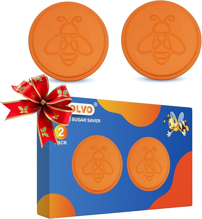 Terracotta Brown Sugar Saver- Brown Sugar Keeper Disc to Maintain Food Moisture in Storage Container, Terra Cotta Bear Softener Alternative - 2Pack