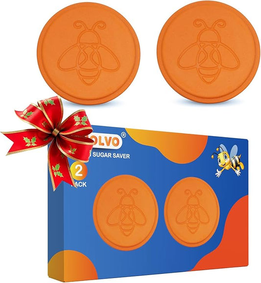 Terracotta Brown Sugar Saver- Brown Sugar Keeper Disc to Maintain Food Moisture in Storage Container, Terra Cotta Bear Softener Alternative - 2Pack