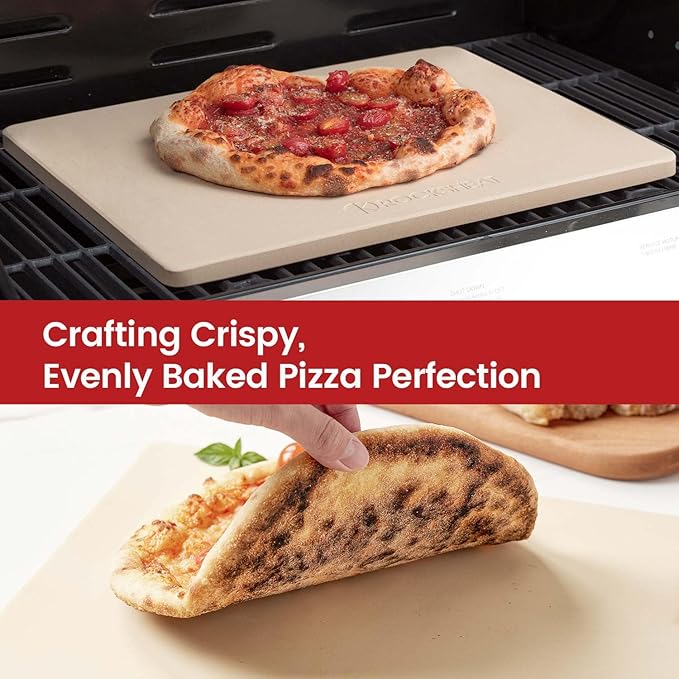 ROCKSHEAT 20"x 13.5" Pizza Stone, Cordierite Pizza Pan for Oven Grill and BBQ, Rectangular Large Baking Stone for Bread, Durable Cooking Stone, Thermal Shock Resistant