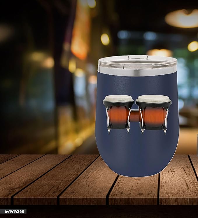 Bongos Wine Tumbler, Bongos Gift, 12oz Stainless Steel Wine Tumbler, Gifts For Him, For Her, For Boys, For Girls, Birthday, Christmas Gift idea (Blue)