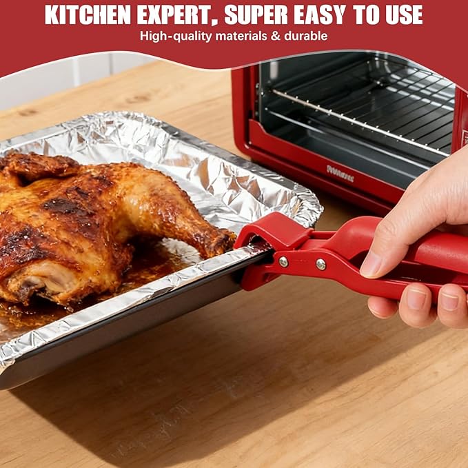 Hot Plate Grippers, Hot Plate Gripper Tongs, Multi-Function Anti-Scald Bowl Clip, Thickened Non-slip Hot Dish Plate Holder, Microwave Oven Cooking, Kitchen Utensil for Bowls, Pans, Dishes (Red+Green)
