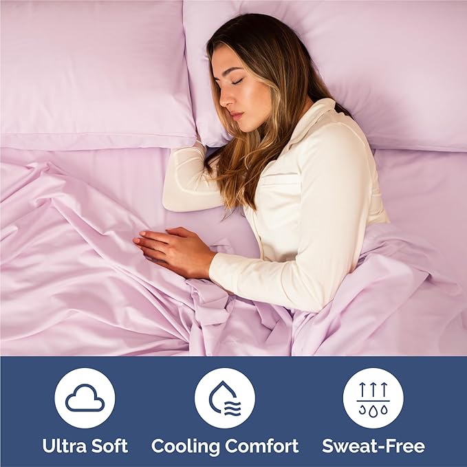 Split King 7 Piece Sheet Set - Cooling & Breathable Bed Sheets - Hotel Luxury Bed Sheets for Women, Men, Kids & Teens - Deep Pockets - Easy Fit - Soft and Wrinkle Free - Split King Light Pink Sheets