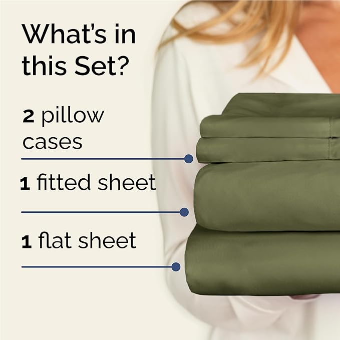 Twin XL 4 Piece Sheet Set - Cooling & Breathable Bed Sheets - Hotel Luxury Bed Sheets for Women, Men, Kids & Teens - Deep Pocket Bedding w/Easy Fit - Soft & Wrinkle Free - Twin XL Sage Green Sheets