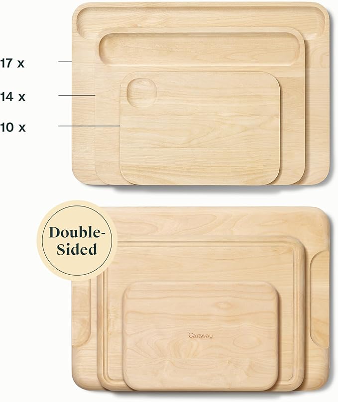 Caraway Cutting Board - Medium (14 x 10?? - Double Sided Wood Cutting Board - Made From FSC-Certified Birch Wood - Food-Safe Mineral Oil & Wax Finish