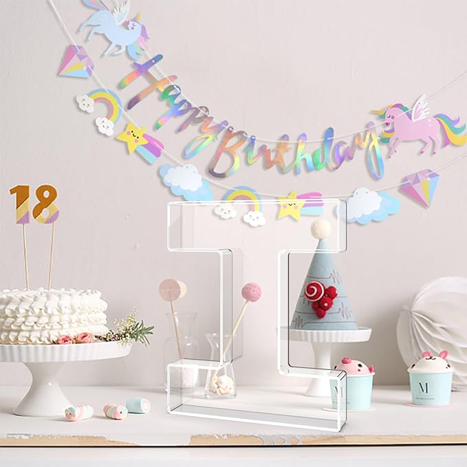 13.8" Acrylic Letter Charcuterie Tray, Charcuterie Letters Fillable Box for Food, Reusable Serving Cake Candy Dish Display Tray for Birthday Anniversary Party Decoration (Letter I)