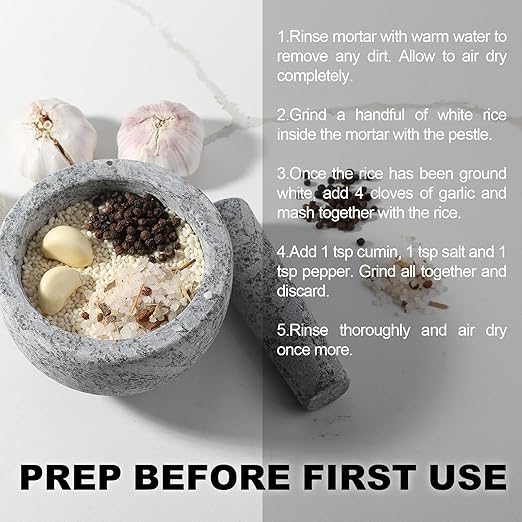 Koville 5 Inch 1.5 Cup-Capacity Mortar and Pestle Set - Heavy Natural Granite Spice Grinder Bowl, Unpolished Heavy Granite for Organic Appearance, Solid Stone Grinder Marble Spice Herb Grinder