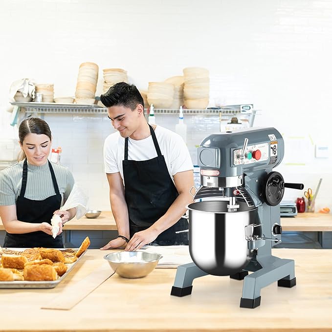15Qt Commercial Stand Mixer, 600W Heavy-Duty Stainless Steel Stand Mixer with Timer, 3 Speeds & Attachments for Bakeries, Restaurants, Pizzerias