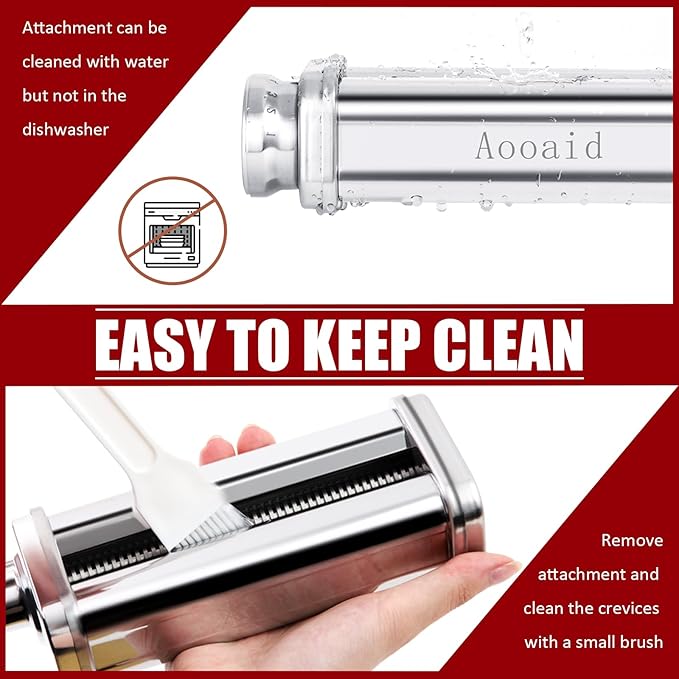 Pasta Roller & Spaghetti Cutter, Fettuccine Cutter Attachment for Kitchenaid Stand Mixerï¼? Pcs Stainless Steel Pasta Maker Accessories By Aooaid