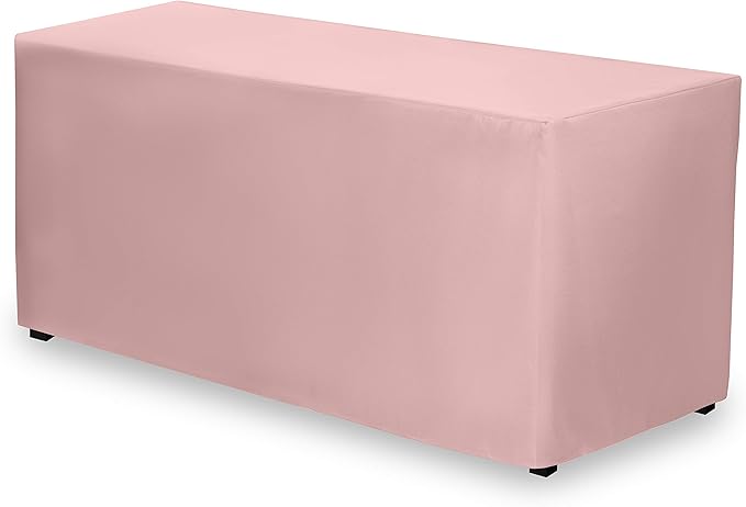 Gee Di Moda Fitted Tablecloth - 48 x 30 Inch Pink Floor-Length Fitted Table Cloth for 4 Foot Rectangle Table, Heavy Duty Washable Fabric for Parties, Dinner, Weddings, Baby Shower & Trade Show