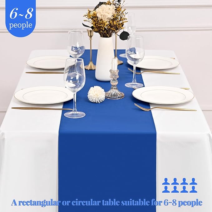 12 Pack Royal Blue Table Runner 9 FT Polyester Table Runners,12x108 inch Rustic Farmhouse Table Runner, Washable and Reusable Table Runners for Wedding Birthday Parties Banquet Table Decorations