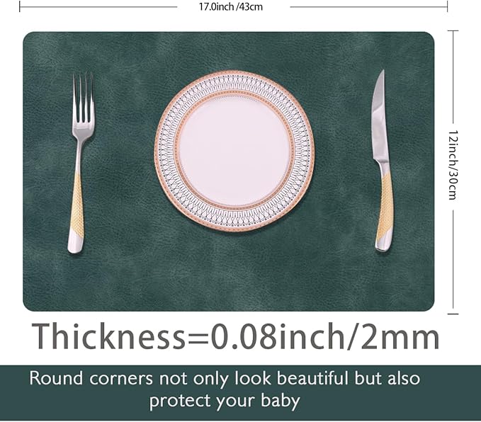 enthulook Faux Leather Placemats Set of 6, Light-Navy, 12"x 17" (30cm x 43cm), Waterproof & Stain Resistant, Heat-Resistant, Non-Slip, Suitable for Indoor & Outdoor, Reusable Table Decor