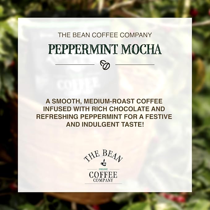 The Bean Organic Coffee Company Peppermint Mocha, Medium Roast, Ground Coffee, 5-Pound Bag,Caf챕 molido tostado organico