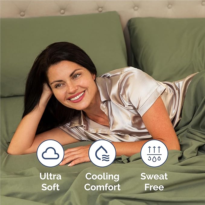 Twin XL 4 Piece Sheet Set - Cooling & Breathable Bed Sheets - Hotel Luxury Bed Sheets for Women, Men, Kids & Teens - Deep Pocket Bedding w/Easy Fit - Soft & Wrinkle Free - Twin XL Sage Green Sheets