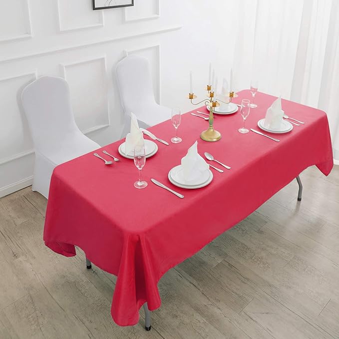 Cupuamon Rectangle Tablecloth 60x102 inch Washable Polyester Fabric Table Cloth for Wedding Party Dining Banquet Decoration（60x102, Red）