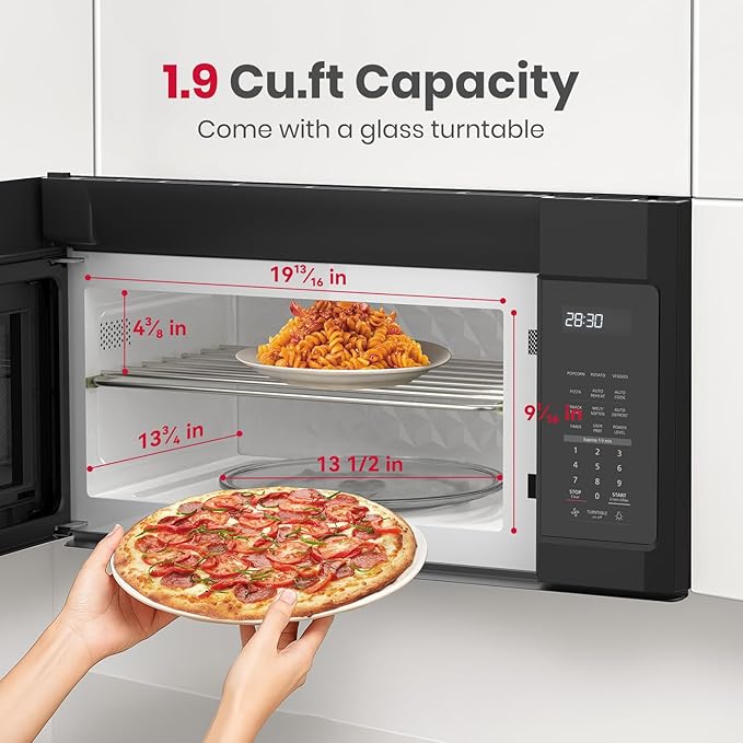 GASLAND Over the Stove Microwave 30 Inch, 1.9 Cu.ft. Over the Range Microwave with 11 Power Levels, One Touch Cooking, 400 CFM,1000W, LED, Turntable, Sensor Cook, Over Stove Microwave Oven, Black