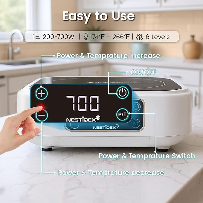 Mini Induction Cooktop 700W, 120V Portable Single Induction Burner ??Compact Electric Hot Plate for Small Kitchens, Travel, RV, Camping ??Quick Heat for Coffee, Tea, Flameless, Easy-Clean
