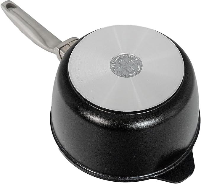 Swiss Diamond Nonstick Hybrid Ceramic and Diamond-Infused Saucepan With Glass Lid, PFAS- and PFOA-free, Dishwasher & Oven Safe Up To 500 째F (2.2 Quart)