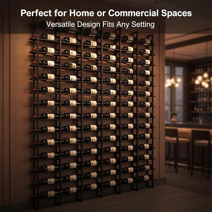 Large Wall Mount Wine Rack, 16 Tier 48 Bottle Wine Storage Organizer Display Holder, Modern Metal Wine Storage for Wine Cellars, Home Bars, Kitchens, and Dining Rooms (Gold, 48 Bottles)