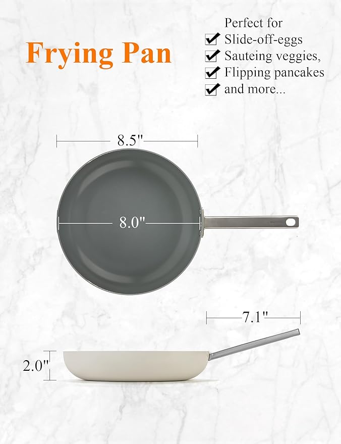 ChefRobot Nonstick Ceramic Cookware Set Healthy Pots And Pans Set Induction Kitchen Cookware sets Non Toxic Pots And Pan Set,PFOA 竊?PTFE Free (8 inch Pan)