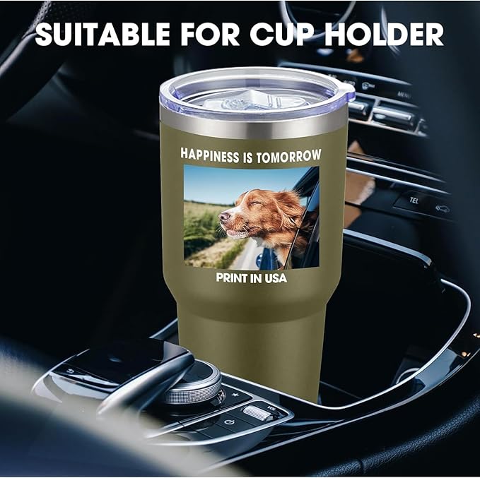 SMLIXE Personalized Coffee Tumbler Print in USA 30oz Stainless Steel Double Wall Insulated Coffee Cup With Text Photo Logo