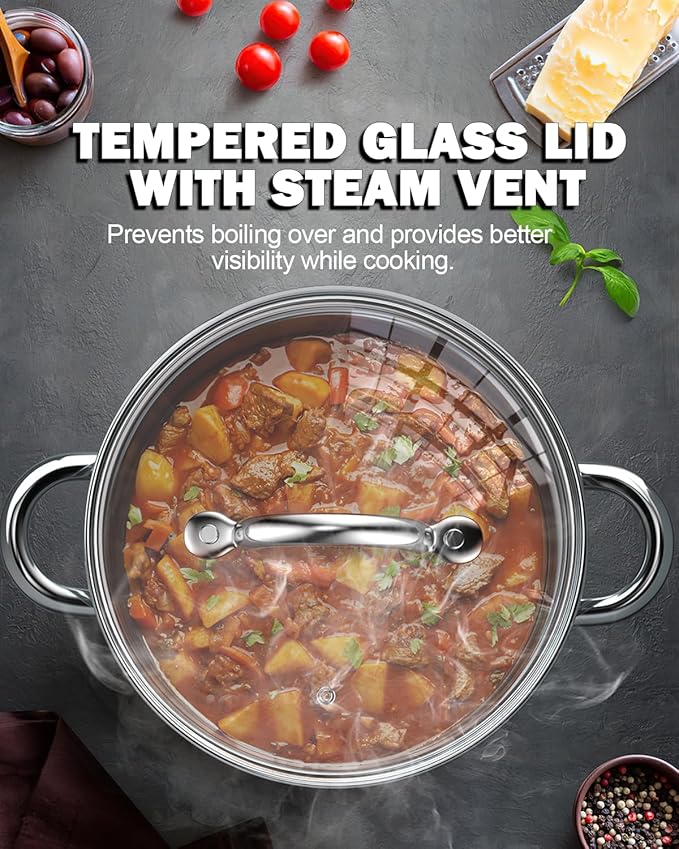 Cook N Home 8 Quart Stainless Steel Stockpot with Lid