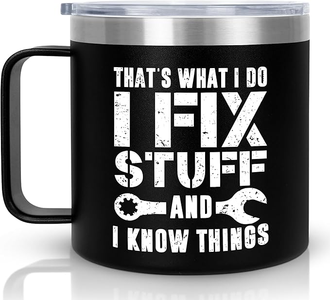 Valentines Day Gifts for Him - 14 oz Stainless Steel Insulated Coffee Mug with Lid - Funny Birthday Men Gifts for Dad from Daughter Son, Husband Birthday Gift Ideas, Funny Dad Gift for Grandpa