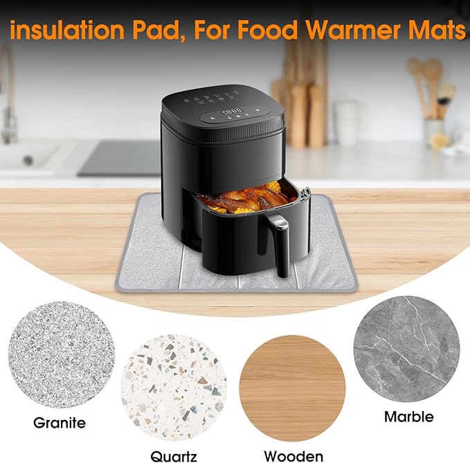 HoYiXi Heat Resistant Mat for Food Warming Mat-23횞15.5 Inch Oilproof Foldable Table Protector, 50% Heat Block Pad for Hot Cookware, Air Fryer, Kitchen Counter (No Food Warming Mat Included)