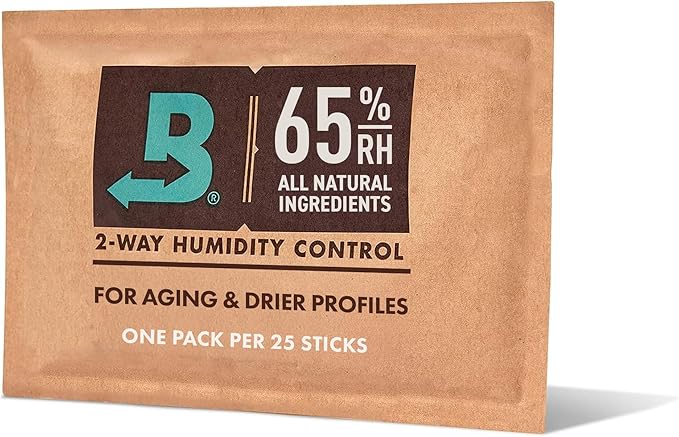 Boveda 65% Two-Way Humidity Control Pack for Up to 25 Items ??Size 60 ??Single ??Aging & Long-Term Storage in Plastic & Wood Boxes ??Moisture Absorber ??Humidifier Pack ??Individually Wrapped