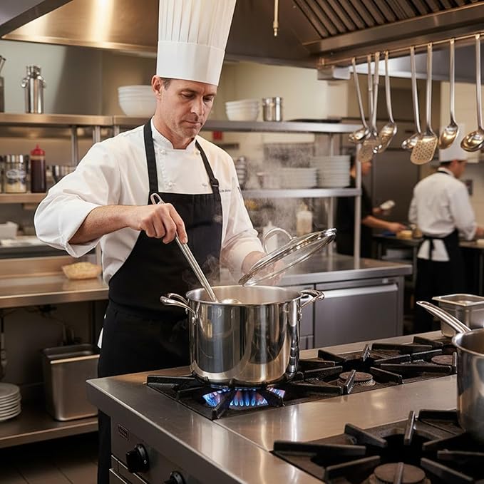 KEAWELL K3 Premium 8-Quart Tri-Ply Stainless Steel Stockpot with Lid, Induction & Oven Safe up to 600째F, Even Heating, Professional Cookware for All Stovetops (8-Qt)