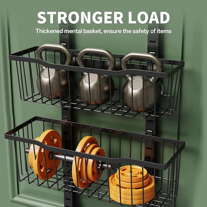 Over The Door Organizer竊?-Tier Over The Door Pantry Organizer with Adjustable Baskets竊똌etal Hanging Pantry Organizers and Storage for Kitchen, Back of Door Seasoning Rack (Black)