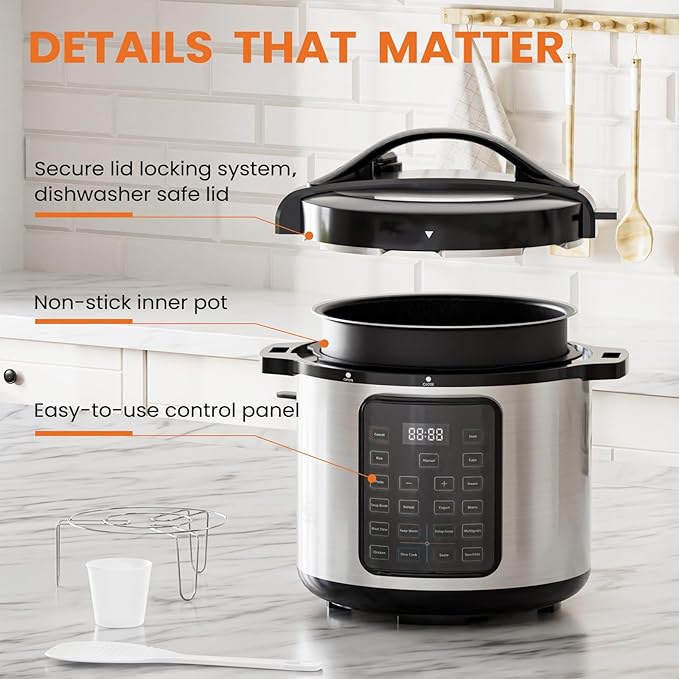 9-in-1 Electric Pressure Cooker ??Multi-Functional Cooker with Slow Cook, Rice Cook, Sauté, Warmer & Sterilizer Functions (Big)