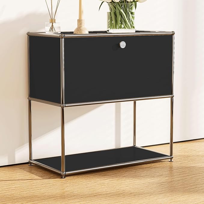 Modern Storage Cabinet Pantry Cabinet Versatile Free-Standing Organizer for Kitchen, Home, Office, Garage (Black D)
