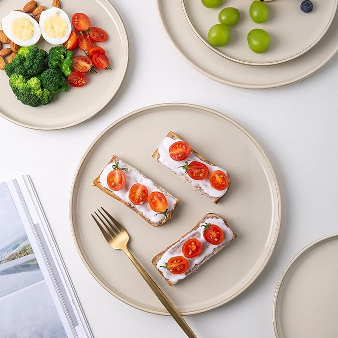 AmorArc Stoneware Dinnerware Sets,Round Reactive Glaze Ceramic Plates and Bowls Sets,Highly Scratch Resistant | Dishwasher & Microwave Safe,Service for 8 Dishes Set (24pc)