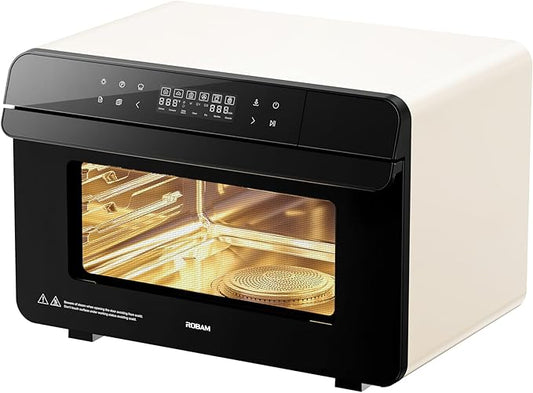 ROBAM Countertop Combi Steam Oven, 20-in-1 Multifunction Air Fryer, Convection Steam Roast & Bake, Multi-Stage Cooking, Self-Clean, Heat-Resistant, 7 Modes, 30 Built-In Recipes CT763 (White)