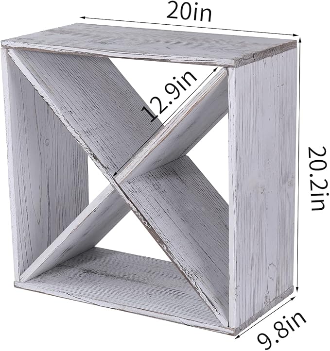 Wine Rack countertop Wooden Stackable Storage Rustic Retro Style Cube 24-Bottle Wooden Wine Rack Wine Cabinet (Weathered White), ja02