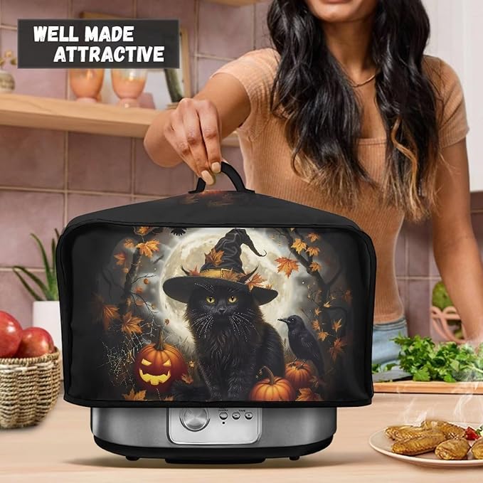 Halloween Protection for Electric Slow Cooker Halloween Decor Appliance Dust Cover Fit for Most 6+ Quart Portable Accessories Carrying Cover