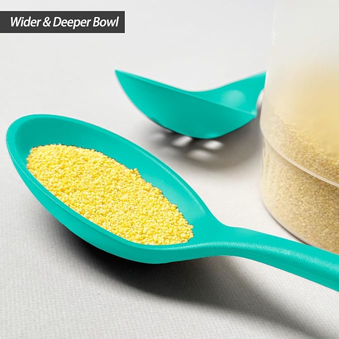Silicone Spoons for Cooking - Extra Large Kitchen Spoons for Mixing, Serving, & Stirring - 600째F Heat-Resistant Non Stick Utensils Ladle & Skimmer- Dishwasher Safe, Teal