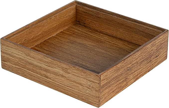 Restaurantware Eco Display 7 Inch x 7 Inch x 2 Inch Bamboo Condiment Container, 1 Large Spice Box - Chip-Resistant, For Seasoning, Spices, Condiments, Natural Bamboo Bamboo Organizer Box