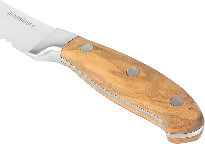 Bloomhouse - Two Time Oprah's Favorite Things Winner - 8-Inch Bread Knife ??German Stainless Steel Serrated Blade with Forged Italian Olive Wood Handle, Full Tang Knife for Artisan Bread & Baking