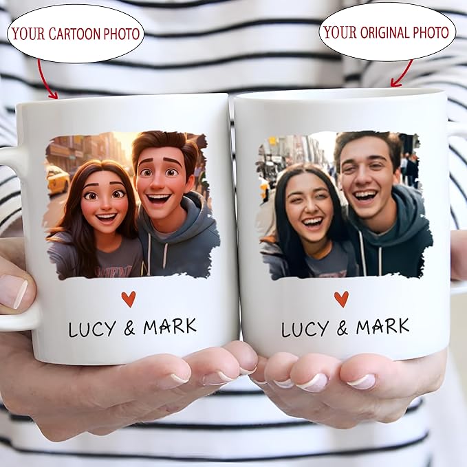 Custom Photo Coffee Mugs, Personalized Cartoon Portrait Mug From Photo, Personalized Mugs Couple With Multiple Styles Colors, Gifts Valentine Wedding Birthday Husband, Her, Him, Women 3