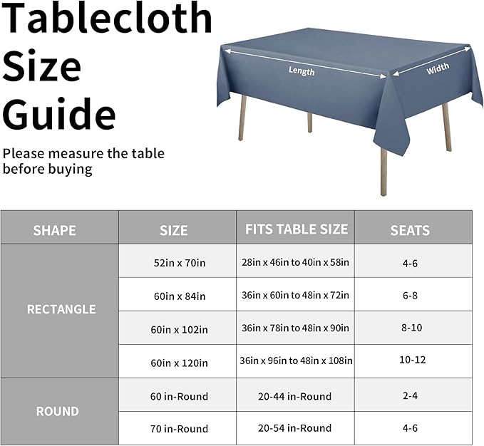 Easy-Going Faux Linen Waterproof Spill-Proof Tablecloth Stain Resistant Rectangle Table Cloth Wrinkle Free Decorative Fabric for Kitchen, Dining, Party, Weddings, Restaurants (60x120 in, Denim Blue)
