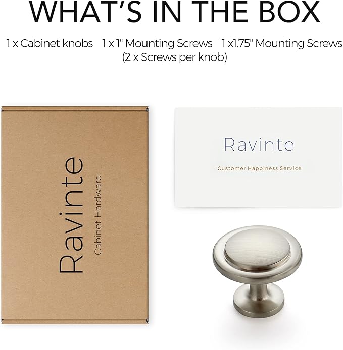 Ravinte 1 Pack 1-1/4 Inch Kitchen Cabinet Knobs Brushed Nickel Zinc Pulls Door Handles for Dresser Drawers