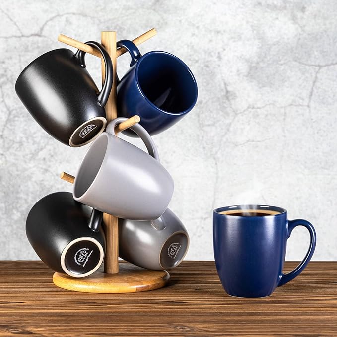 GBhome 16oz Coffee Mugs Set of 6, Large Ceramic Coffee Mugs for Man, Woman, Dad, Mom, Modern Coffee Mugs Set with handle for Tea/Latte/Cappuccino/Milk/Cocoa. Dishwasher&Microwave Safe,Multi-Color
