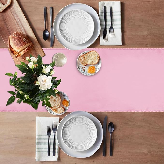 JEVIX 10 Pack Satin Table Runner 12 X 108 Inch Silk Table Runner for Party,Wedding, Birthday, Banquets,Decoration(Pink)