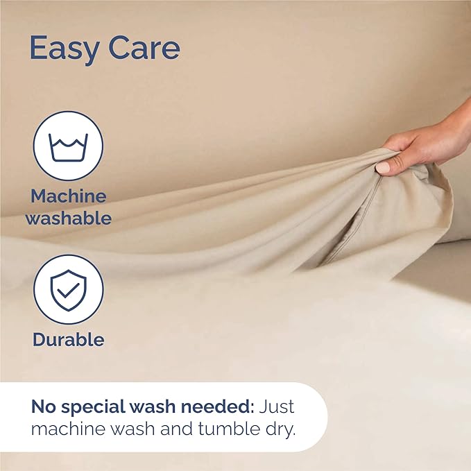 Split King 7 Piece Sheet Set - Cooling & Breathable Bed Sheets - Hotel Luxury Bed Sheets for Women, Men, Kids & Teens - Deep Pocket Bedding w/Easy Fit - Soft & Wrinkle Free - Split King Cream Sheets