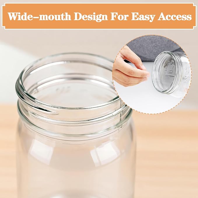 4PCS Salad Jars with 2 Built-in Dressing Containers, 32Oz Cold-resistant Leak-proof Meal Prep Containers, Glass Mason Jars For Storing Salad, Honey, Soybeans, etc. (Color mixing)